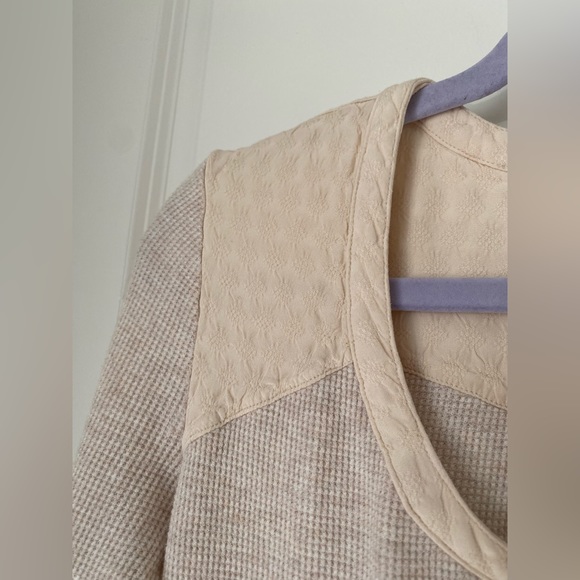 Saturday Sunday Anthropologie cream mini thermal henley dress - Picture 5 of 10